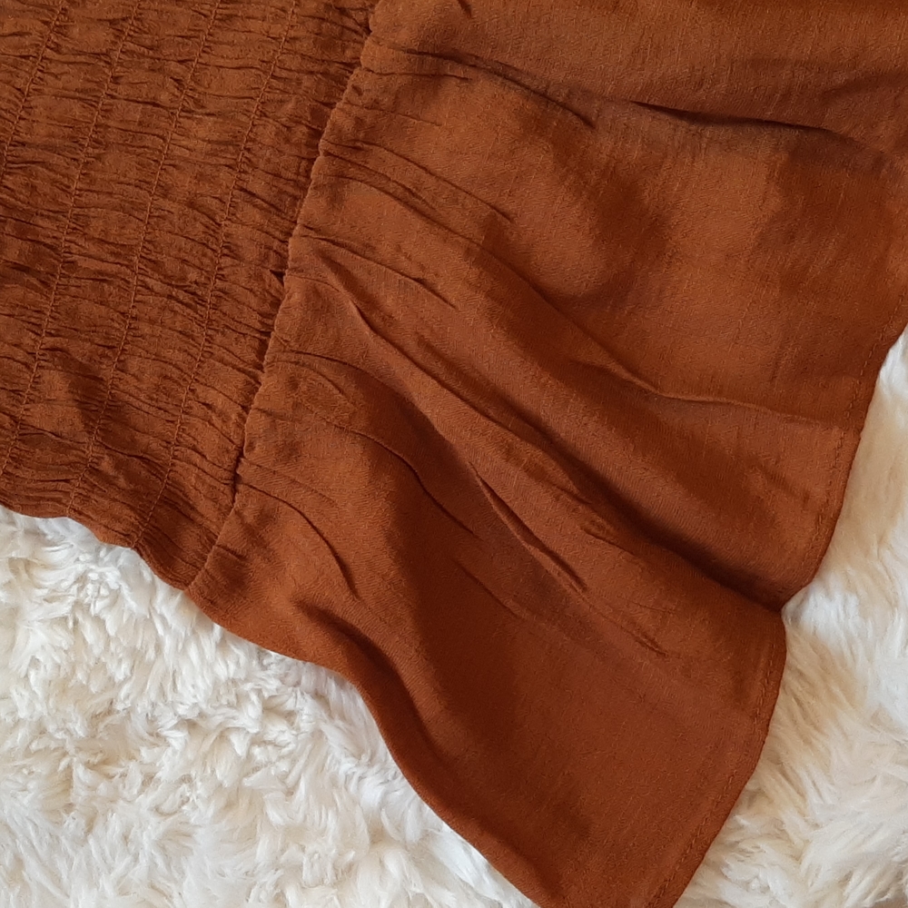 SOLD*Nanette Lepore Glazed Ginger Ruched Top Ruffle Bottom & Sleeves, Large, NWT - Picture 4 of 11